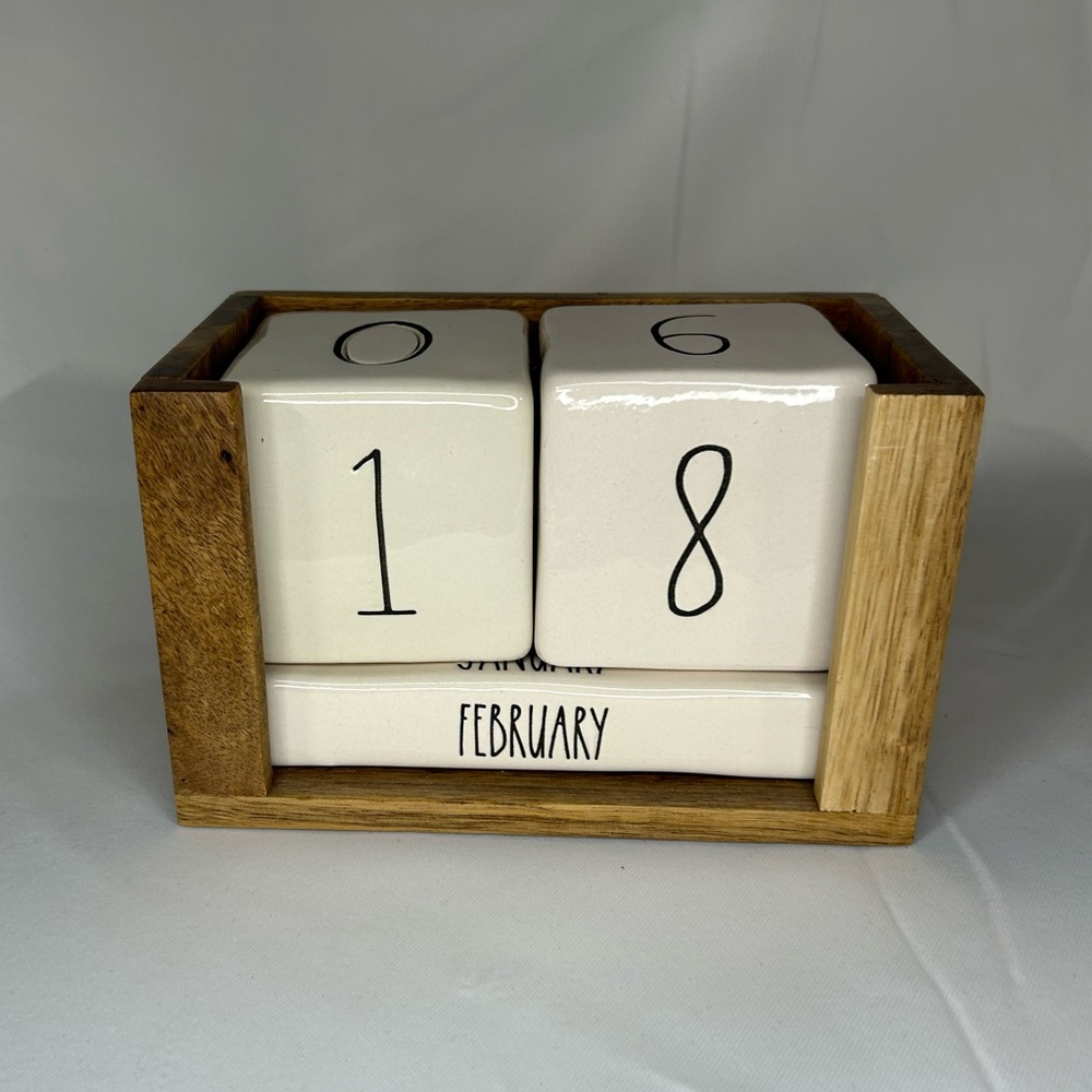 Rae Dunn Ceramic Wood Perpetual Calendar